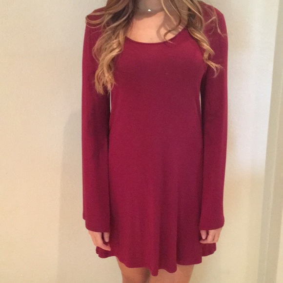 Forever 21 • Bell Sleeve Burgundy Dress - Picture 2 of 5